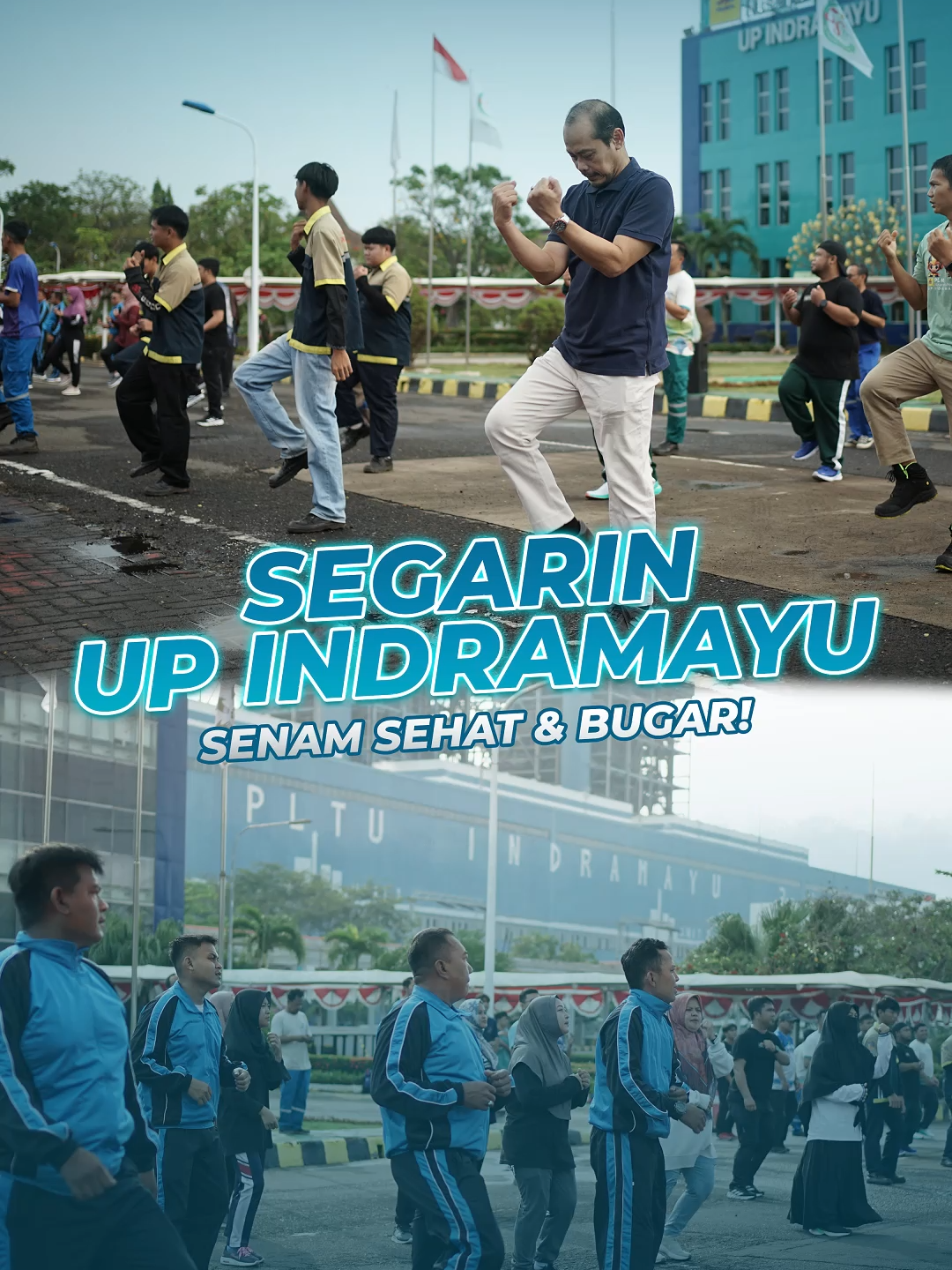 Power UP Friday kali ini kita gerak bareng lewat SEGARIN – Senam Sehat & Bugar! Bikin badan fresh, pikiran segar, dan semangat kerja makin on fire 🔥 Karena energi terbaik dimulai dari tubuh yang sehat! #PowerUPFriday #SEGARIN #SenamSehat #PLNNusantaraPower #UPIndramayu #SehatItuEnergi #BugarBersama