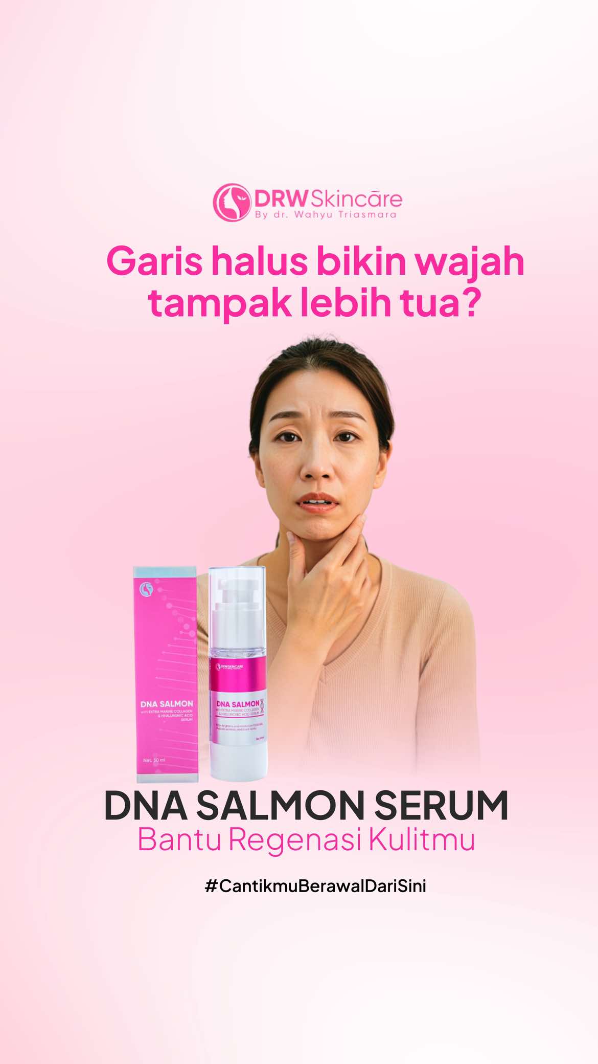 Aku sudah pakai serum DNA Salmon, nih. Kamu gimana? Coba bagikan pengalamanmu di kolom komentar kalau kamu punya keluhan yang sama, ya! #kulitkeriput #hiperpigmentasi #antiaging #drwskincare #serum #serumdnasalmon #fypシ゚