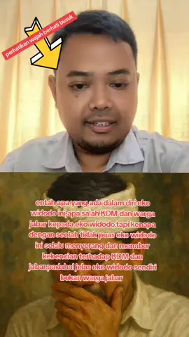ada apa dengan eko widodo terhadap KDM dan jabar,eko widodo seakan tidak puas dengann segala apa yg di perbuat KDM buat jabar.di setiap vt yang di buat eko widodo tersebut selalu membuat narasi kebencian terhadap KDM .yang tanpa eko widodo sadari bahwa narasi-narasi nya tersebut telah menyakiti hati warga jabar.#ekowidodo #buzzer #penyakithati #propokator 