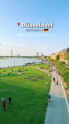 📍 Rheinuferpromenade, Düsseldorf, Germany  The Rhine promenade in Düsseldorf is more than just a view - it's where evening walks feel magical, kids laugh on open lawns, and cafés invite you to slow down. Perfect for family hangouts or catching up with friends as the sun sets over the river. 🔄 How to go: 🚉 Düsseldorf Hbf (🚋 Tram) → 📍 Landtag/Kniebrücke (🕒 ~10 min) #düsseldorf #thingstodo #travelguide #explore  #traveltiktok #placetovisit  #creatorsearchinsights #adventure #rhineriver #sunsettime #germany 