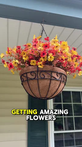 I finally love my hanging flower baskets!! #Flowers #HangingFlowers #HangingBaskets #fauxflowers #fakeflowers #fallflowers #orangeandyellow #falldecor  ##TikTokShopUnboxing##TikTokShopCreatorPicks##Dealsforyoudays