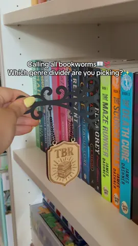 Custom genre book dividers 😍📚 Which one’s going on your shelf? 👀 #BookTok #Bookish #Shelfie #BookshelfDecor #HomeLibrary #BookAesthetic #ReadingNook       