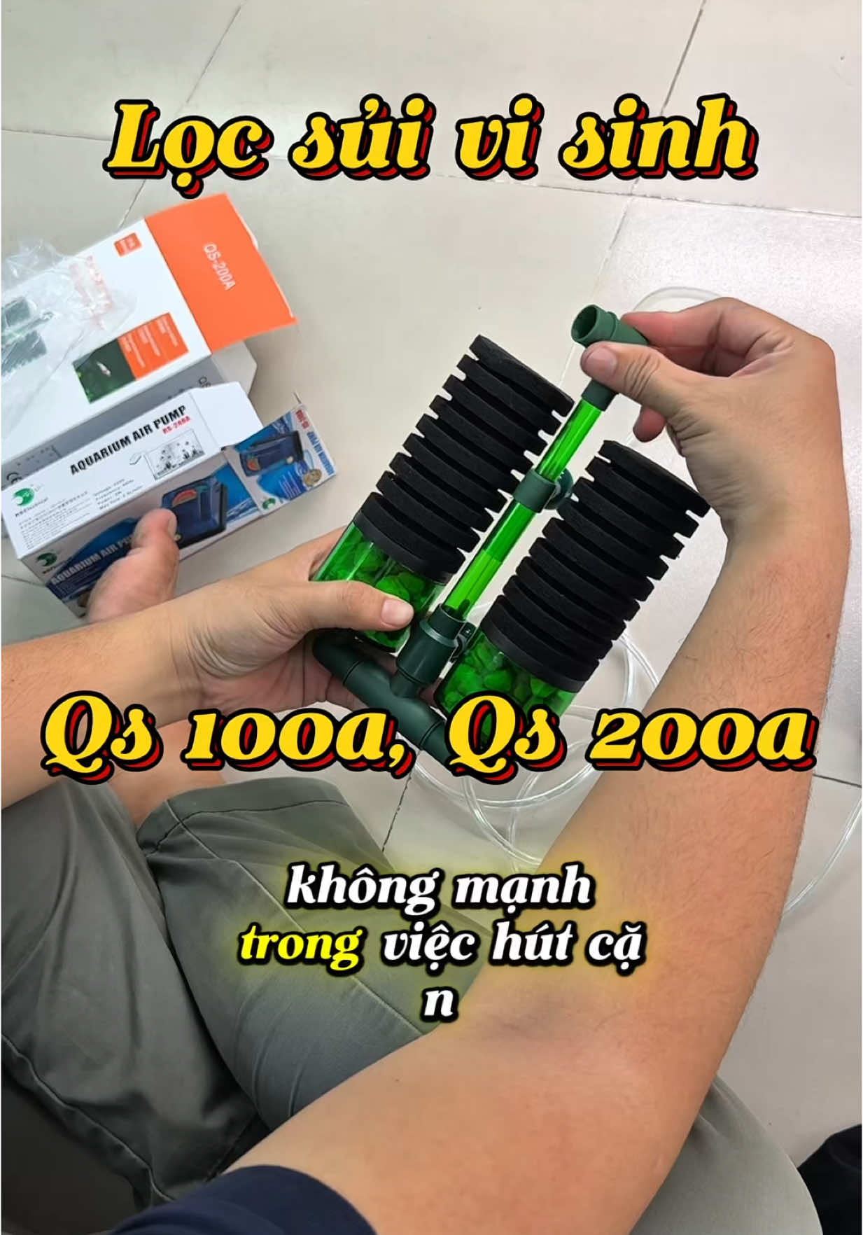 Bộ lọc sủi vi sinh Qs 100a, Qs 200a chơi hồ tép màu, cá bảy màu #guppy #nhacabaymau #thuysinh #tepmau #locqs200a 