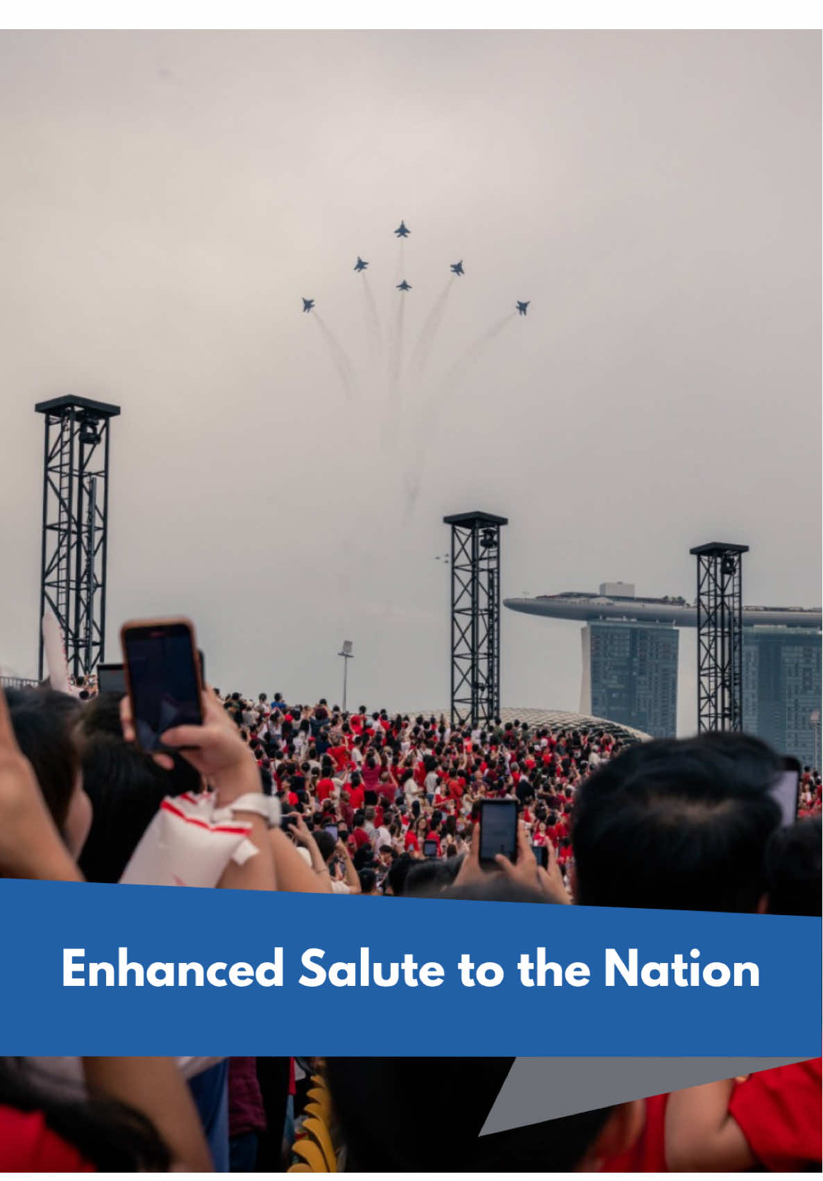 We are ONE day from NDP25! This National Day, look to the skies as six F-15SGs perform a bomb burst manoeuvre, followed by a diamond formation by four F-16s in a tribute to Singapore’s Diamond Jubilee! ✈💎 Presenting the Enhanced Salute to the Nation! 