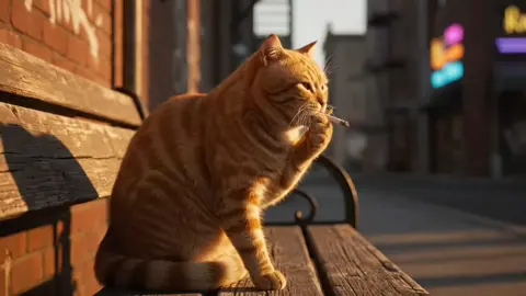 Orange Cat smoking #cat #fypシ 