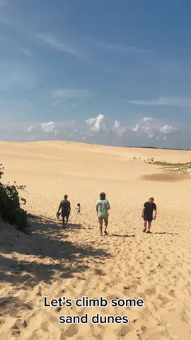 🏜️ I finally conquered the sand dunes at Jockey’s Ridge State Park in the Outer Banks! 🌊⛰️ Let me tell you — climbing those massive dunes is no joke, but the view from the top made every step worth it. The golden sand, the ocean breeze, and the endless horizon… pure magic. ✨ If you’re planning your own dune adventure, here are 3 tips to make the climb easier: 1️⃣ Go early or late – The sand gets hot in the midday sun, so avoid peak heat hours. 2️⃣ Barefoot or sand-friendly shoes – Trust me, you don’t want to dump a bucket of sand out of your sneakers later. 3️⃣ Bring water – Even though it’s not a “hike” in the traditional sense, you’ll still break a sweat. By the time I reached the top, I felt like I was standing on the edge of the world. 🌅 Highly recommend adding this to your Outer Banks bucket list! #OuterBanks #JockeysRidge #SandDunes #TravelAdventures #NCStateParks #CoastalVibes #BucketListTravel #CapCut 