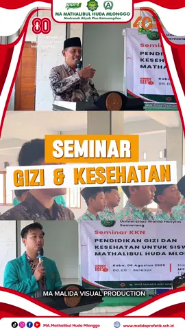 SEMINAR GIZI DAN KESEHATAN Assalamu'alaikum Wr. Wb.  Hai sobat MA MALIDA....  Rabu, 6 Agustus 2025 telah diadakan Seminar Pendidikan Gizi dan Kesehatan yang diselenggarakan oleh KKN 3 Tematik PJKR UNWAHAS di MA Mathalibul Huda Mlonggo.  Seminar ini diikuti oleh perwakilan kelas X dan XI dengan narasumber Bapak Miftachul A’la, M.Or. selaku dosen PJKR UNWAHAS dengan materi Pendidikan Gizi dan Kesehatan.  SALAM MALIDA:  BISA, JUJUR, DISIPLIN, BERPRESTASI, SANTRI MALIDA, GENERASI TERBAIK! Wassalamu'alaikum Wr. Wb.  ---------------------------------- MA MALIDA VISUAL PRODUCTION #mamathalibulhudamlonggo #mathalibulhuda #generasiterbaik #unwahas 