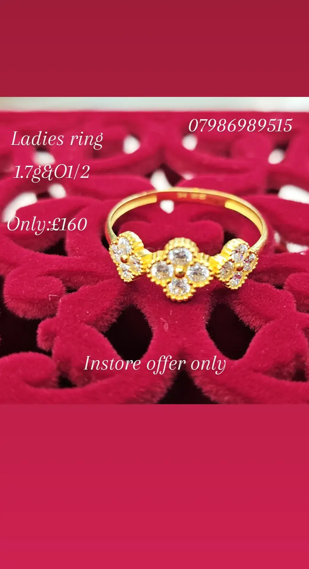 Today's special offer! Ladies ring  Phone no: 07986989515 #bradford #gold #rings #22ct #sona #bd9 #keighley #zevar #specialoffer #discount #sale #cheap #indiandesign #indianjewllery #pakistanidesigns #pakistanijewellerydesigner #jewelleryaddict #westYorkshire # #keighley #Leeds #London #for #bridaljewellery #Birmingham #Scotland #mirpur #Pakistan #India #Bangladesh #22ctgold #bridal #gift #presents 