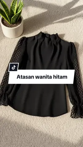 Rekomendasi Atasan wanita hitam lengan panjang #dailyoutfits #outfitwanita 