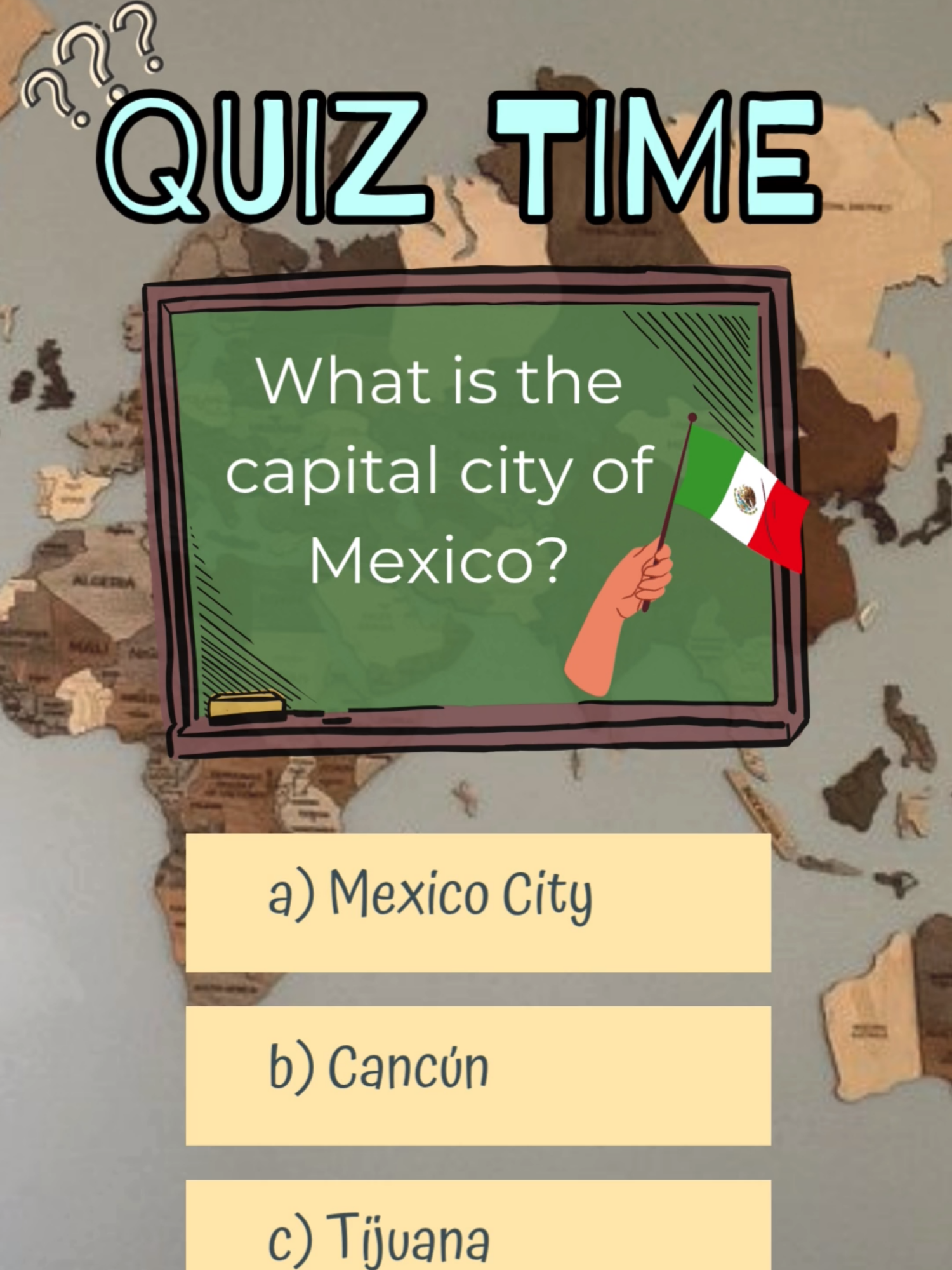 Quiz Time: Capital Edition! follow for moree #mexico #geo #country #capital #LearnOnTikTok #tiktokquiz #FYP