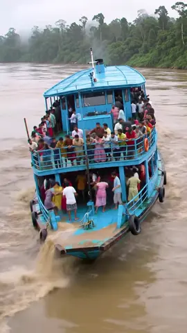 Seconds Before Passenger Boat Drifting in the Middle of a Rapid River Everyone Panicked! #disasterstrucks #fyp #viral