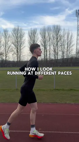 How I look running at different paces. Not quite sure how 2:30/km looks the way it does, I wish it felt as easy as it looks! #Running #runningtok 