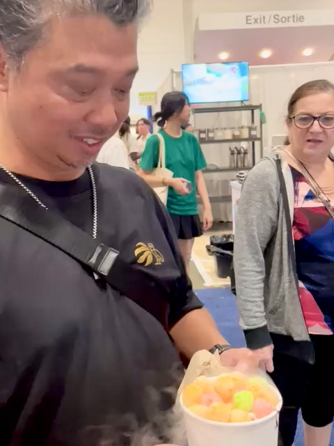 Dragon Breath Cereal is dipped in liquid nitrogen and served in a cup at the CNE#shorts #cne