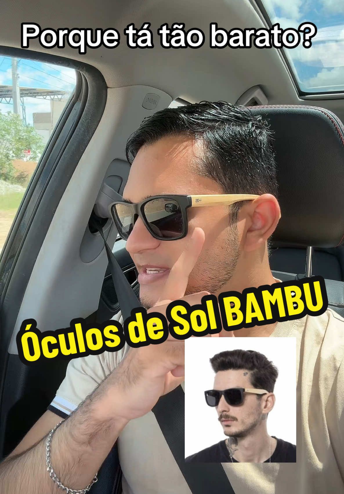 Óculos de sol masculino estilo bambu clássico — leve, resistente e cheio de estilo! Perfeito para praia, viagem, dirigir e compor looks casuais ou sofisticados. Proteção UV400, conforto e durabilidade em um design único que nunca sai de moda. Ideal para homens que gostam de estar sempre elegantes e protegidos do sol.