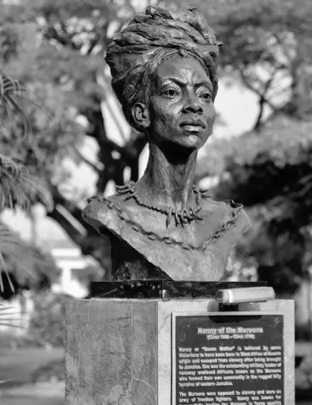 Nanny of the Maroons, also known as Queen Nanny, was a legendary 18th-century leader and spiritual figure of the Windward Maroons in Jamaica. Born in Ghana of Akan descent, she was believed to have been brought to Jamaica as an enslaved woman but escaped and became a central figure in the resistance against British colonial forces. Through guerrilla warfare and deep knowledge of the mountainous terrain, Nanny led her people in preserving their autonomy and cultural identity. Revered for her wisdom, courage, and supernatural abilities, she played a pivotal role in establishing free Maroon settlements and negotiating treaties with the British. Today, Queen Nanny is recognized as a National Hero of Jamaica and stands as a powerful symbol of Black liberation, resistance, and leadership in the Caribbean.