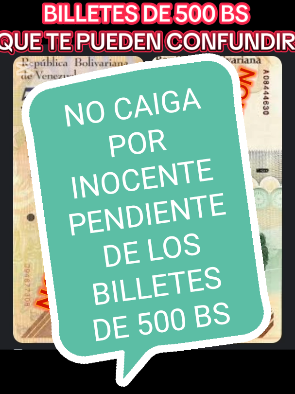 billetes de 500bs son poco conocidos y hay personas que están pagando con los billetes del antiguo cono monetario, pero como están nuevos y son similares podemos caer en sus engaños #billetes #bolivares #venezuela #conomonetario🇻🇪 #bcv #legal #500 