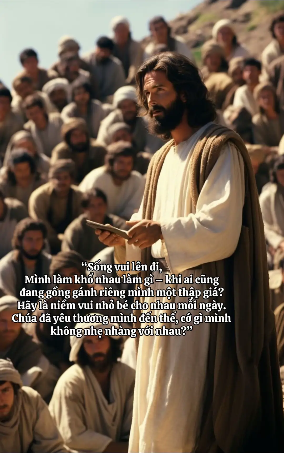 “Sống vui lên đi – mình làm khổ nhau làm gì? Đời đã đủ mỏi mệt, xin đừng ném thêm đau vào lòng nhau nữa. Hãy chọn yêu thương, tha thứ, và bước đi trong ánh sáng của Chúa. Vì niềm vui đích thực là sống trong bình an và bác ái.” #sốngvuitrongchúa #conggiao #catholic #ilovejesus 