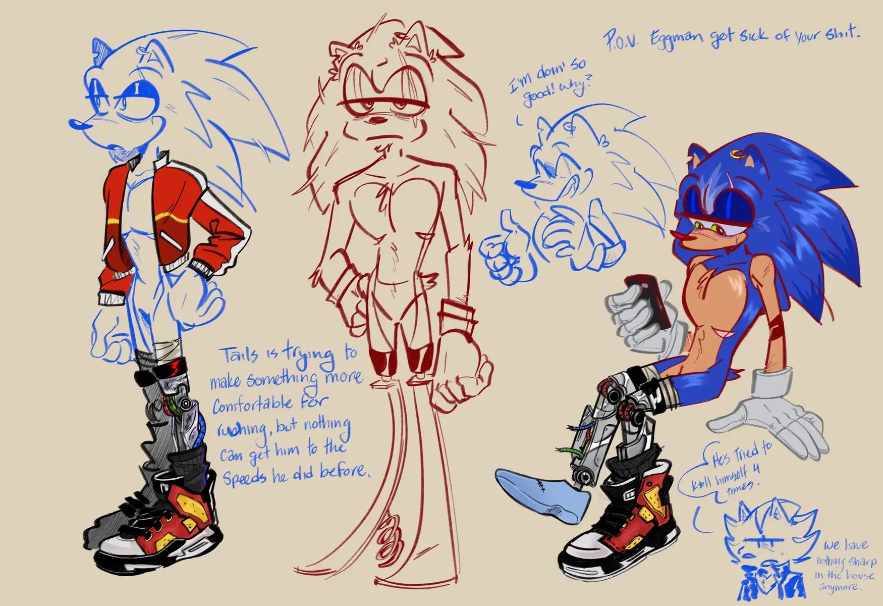 TW// BLOOD AND SH - Honestly I don’t know, I was just in the mood to ruin his day apparently, then to make things darker I added Metal taking advantage of this trying to see just how much of Sonic he really can be. Is it dumb? Yeah. Would Sonic’s friends let Eggman/Metal get away with it? No. • #sonic #metal #sonicthehedgehog #sonicart 