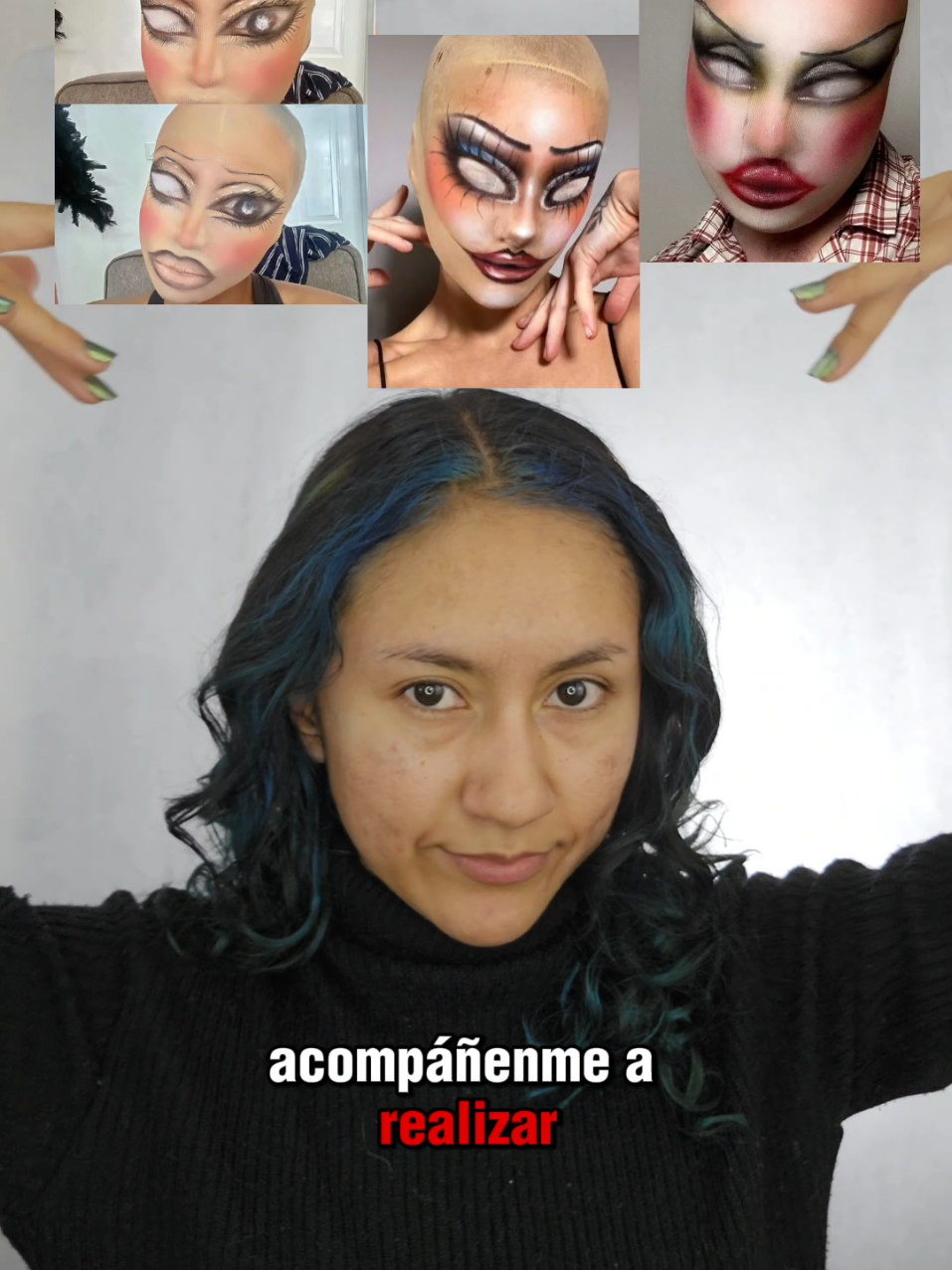 Maquillandome con una media 😱 #maquillajeartistico #dollface #maquillaje #dollfacemakeup 