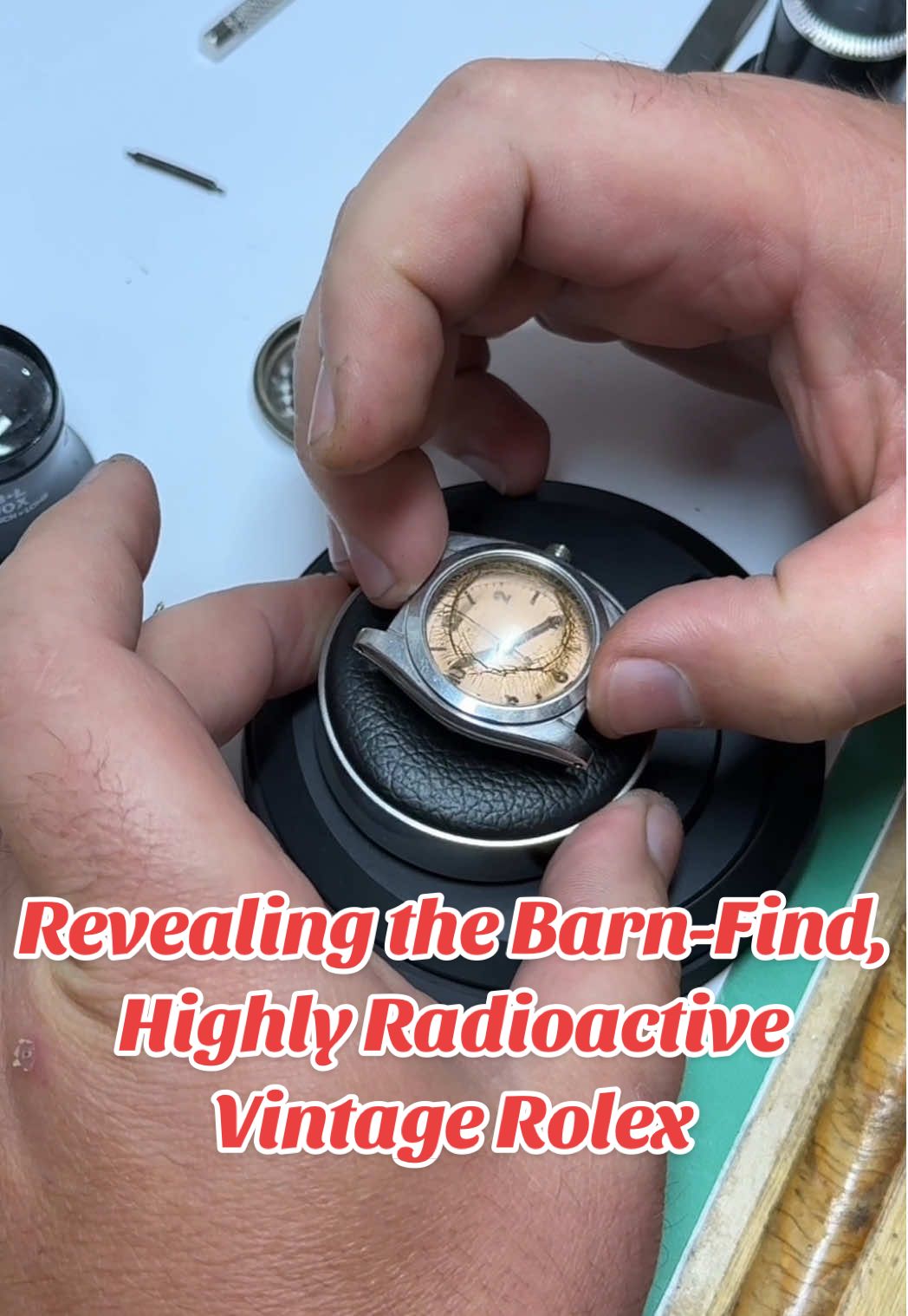 The big reveal of the highly radioactive vintage Rolex Bubbleback I purchased in yesterdays video featuring John from @Watchdoctor #watchtok #rolex #vintagerolex #vintagewatch #barnfind #rolexbubbleback #watchmaker 