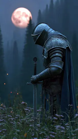 it starts to rain, Knight. #darkfantasy #fullmoon #medieval #knight #rain #epic #aura #cinematic #armor #lord #fyp #darkfantasyaesthetic 