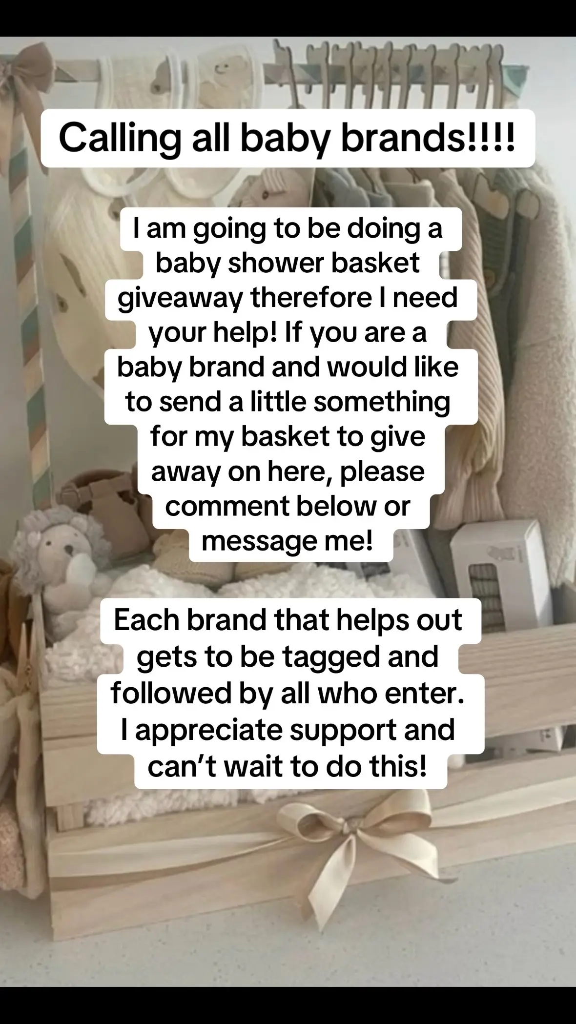 Whether you are a big baby brand or a small baby brand this is for you! I would absolutely love for you to donate a little something to put in my basket that I’m going to give away to one lucky mama out there!! #fyp #foryoupage #giveaway #babyboy #babygirl #mamatobe 