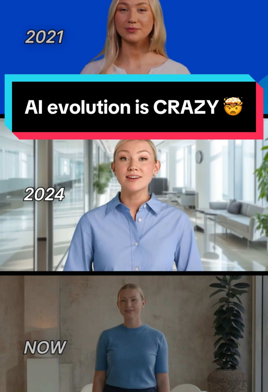 Watch an AI-generated avatar’s evolution! 👏👏 Imagine AI in five years 🤖 #synthesia #avatar #ai #aivideo #progress #technology #aigenerated #evolution #mostrealistic