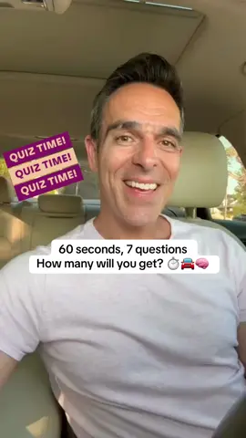ANOTHER ONE! 60 seconds, 7 questions, post your scores! ⏱️🚘🧠 . . . . . #trivia #MentalHealth #quiz #fyp #knowledge 