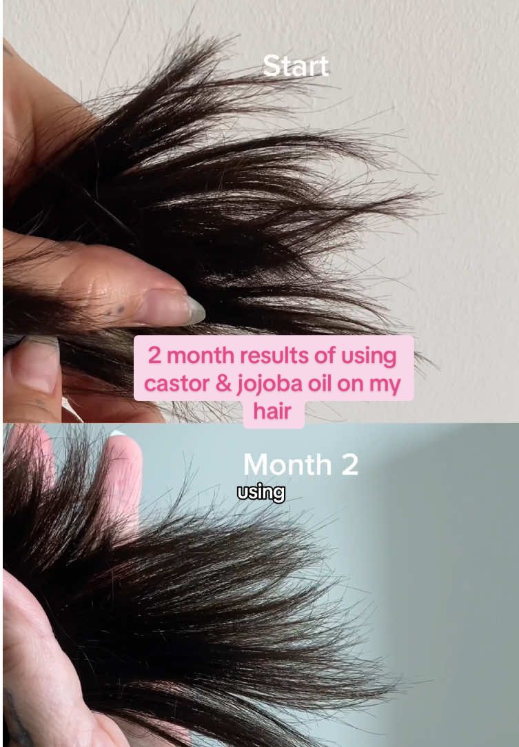 2 month results of using castor oil and jojoba oil on my hair #castoroil #jojobaoil #healthyhairjourney #hairgrowth #fyp 