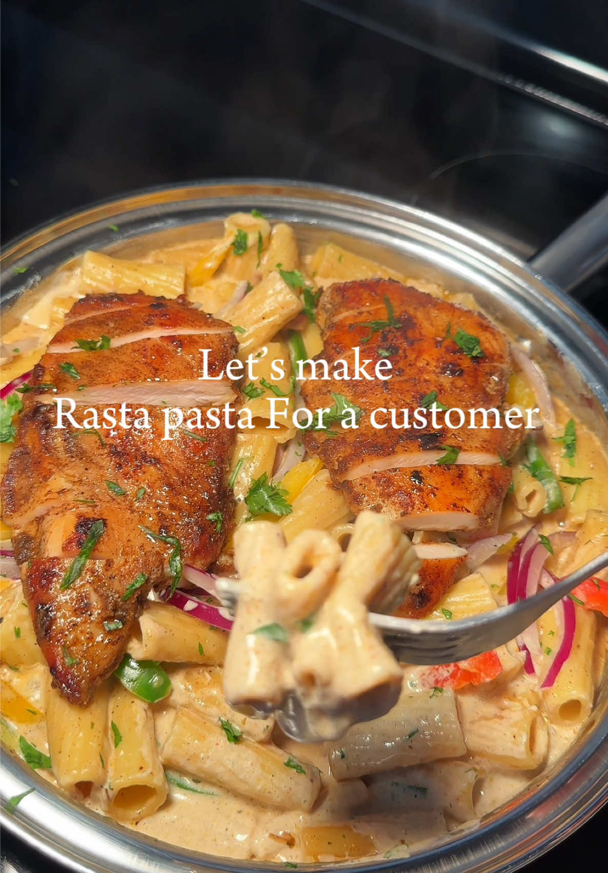 Let’s make Rasta pasta 🍝 for a customer    **For chicken  1 chicken breast  1 Teaspoon avocado oil  1/2 Teaspoon paprika powder  1 Teaspoon garlic powder  1 Teaspoon chicken bouillon  1/2 Teaspoon black pepper  1 Tablespoon jerk seasoning  1 Teaspoon avocado oil  Fry the chicken for 8-10 minutes on each side; medium to low heat  **For Rasta pasta sauce  Green pepper  Red pepper  Yellow pepper  Red onions  Jerk seasoning  2 Cups heavy cream  1 Teaspoon black pepper  1 Teaspoon paprika powder  1 Teaspoon chicken bouillon  1 Teaspoon garlic powder  Mozzarella and Parmesan cheese  Cilantro to garnish  #rastapasta #pasta #fyp #pastarecipe #DinnerIdeas #recipes #EasyRecipe #dinnerwithme #chickenpasta #creamypasta 