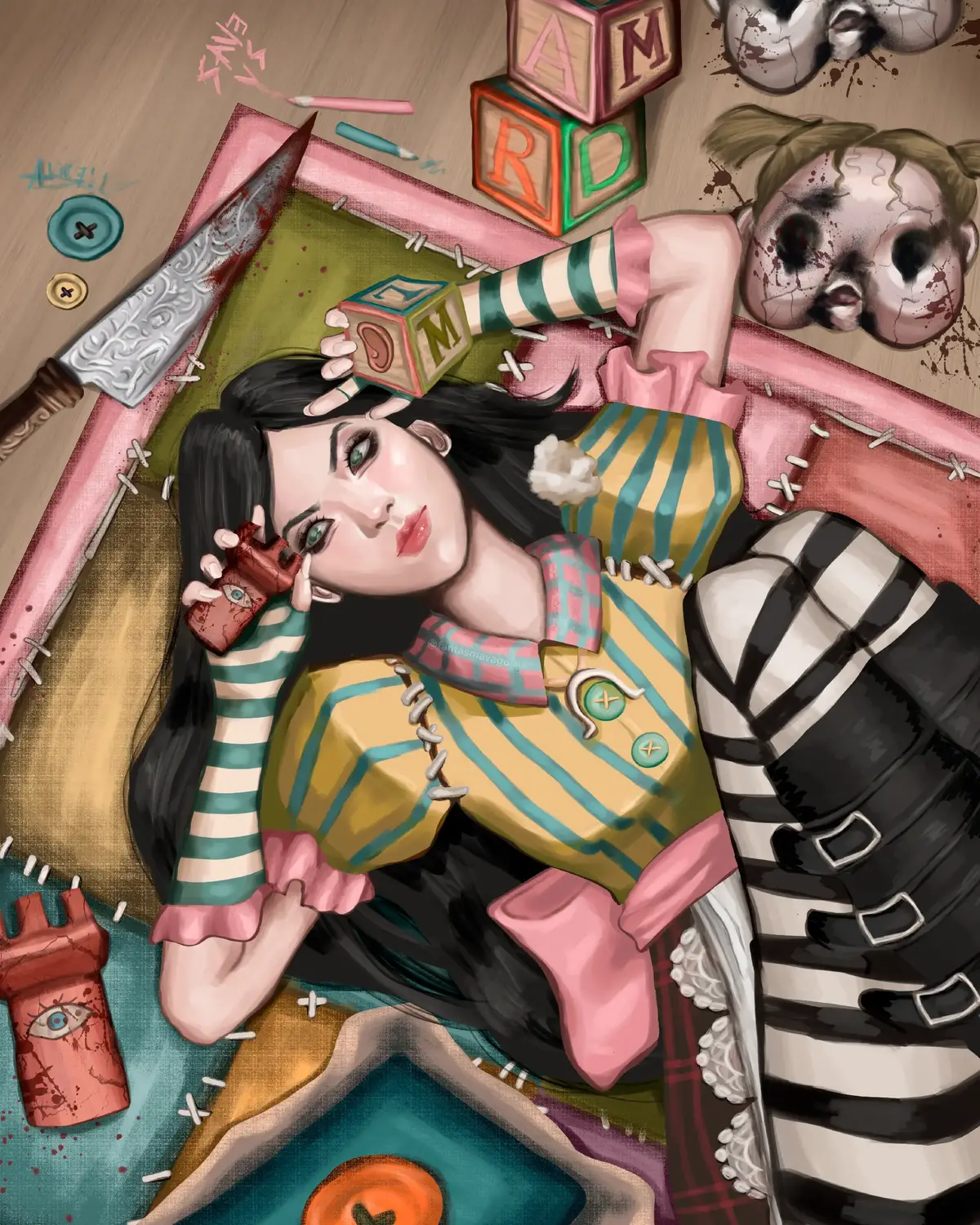 Help, Alice! We need your help! Don't desert us, again, don't ignore us!  #alicemadnessreturns #fanart #americanmcgeesalice #aliceliddell #dollhouse #amr #artwork #digitalart #illustration #artistsoninstagram #digitalartistoninstagram 