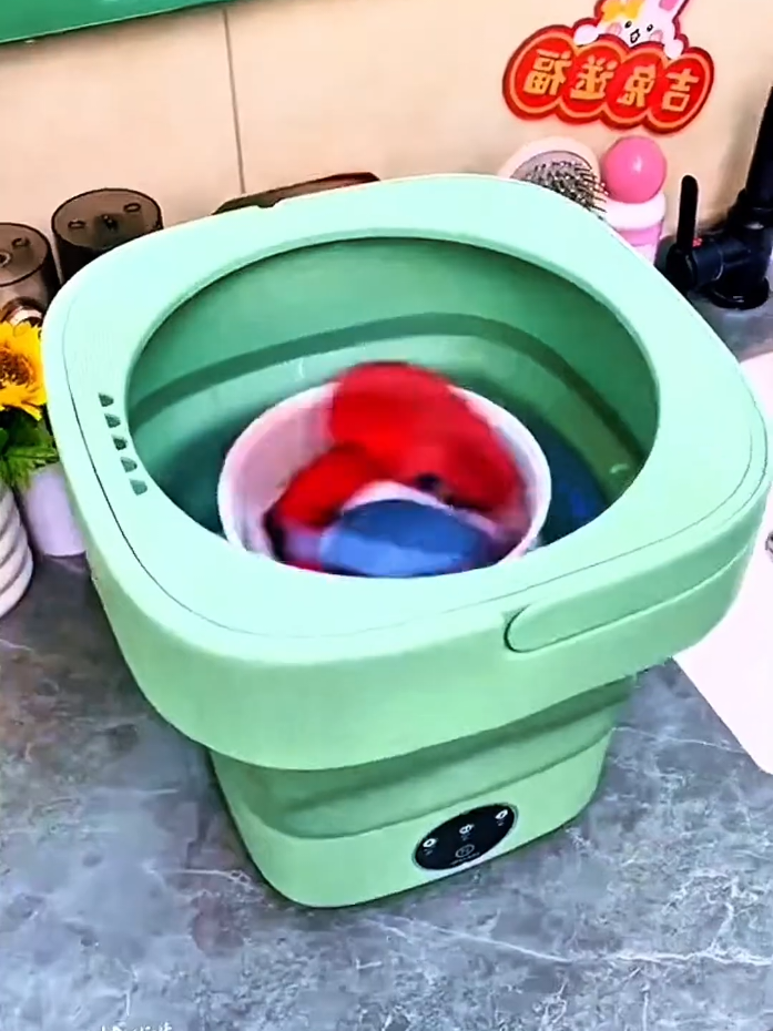 Mini Máquina De Lavar Roupa Dobrável Portátil!