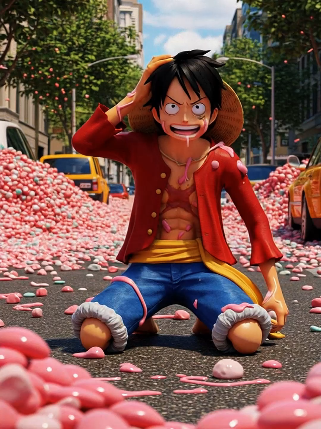 A cidade INUNDOU de CLICLETE! 😱 #luffy #animation #onepiece #humor #animehumor #anime