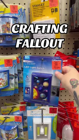I turned a discount store light switch into a Fallout Radiation King tv lighted switch! I used spare parts and pieces from around my house. Toothpicks, beads, an eraser and some wire. I think it definitely needs some finishing touches, maybe some gold accents and a Radiation King logo? What do you think? #crafting #fallout #mrsfallout 