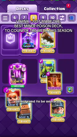 This might be the best miner poison deck in clash royale with the new meta! #clashroyale #clashtok #clashroyaledaily #jynxzi #fyp #ryley #supercell #ultimatechampion #megaknight #clashroyalememes #cr 