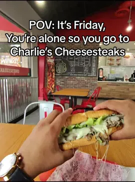 Solo date at @Charleys Cheesesteaks #pov #mukbang #phillycheesesteak #dayinmylife #charliescheesesteaks 