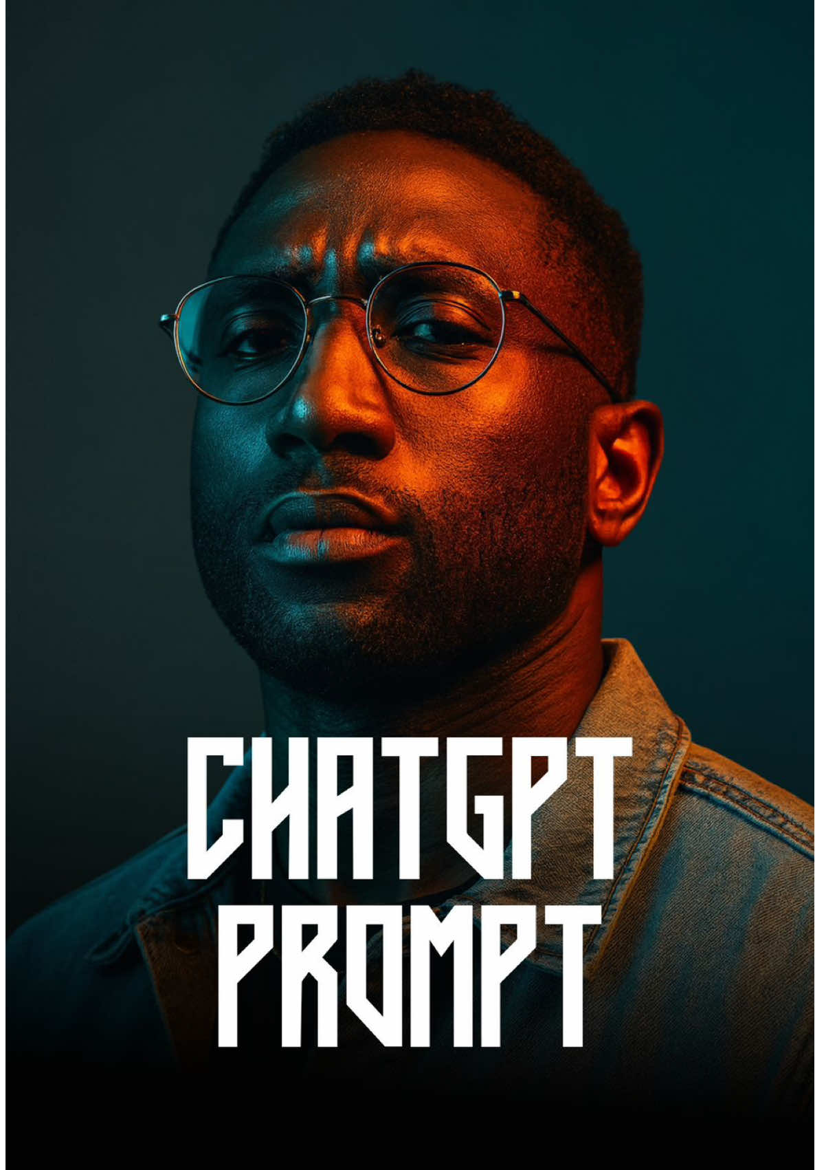 Want to turn a simple selfie into a high-fashion portrait? Here’s how I did it 👇” 1️⃣ Open ChatGPT 2️⃣ Upload your photo 3️⃣ Paste this prompt (save it 👌): PROMPT: Create an ultra-realistic, cinematic portrait of a confident young man shot in a studio with dramatic split lighting. One side of the face is illuminated with deep cyan-blue light, the other side with warm golden-orange light, creating high contrast and depth. Subject has short curly hair, a trimmed beard, and wears round eyeglasses with thin frames. Outfit: light-wash denim jacket over a dark shirt, subtle necklace visible at the collar. Camera angle is slightly low, looking up toward the subject, with a bold, self-assured expression and head tilted back slightly. Background is a smooth gradient of dark teal and navy, soft and clean. Shot with a sharp prime lens for crisp details, rich colors, and soft shadows. Editorial, moody, and stylish. ⚡️ That’s it - cinematic lighting, luxury fashion vibes, and magazine-cover quality in seconds. #AIphotography #modelshoot #viralprompt #howto 