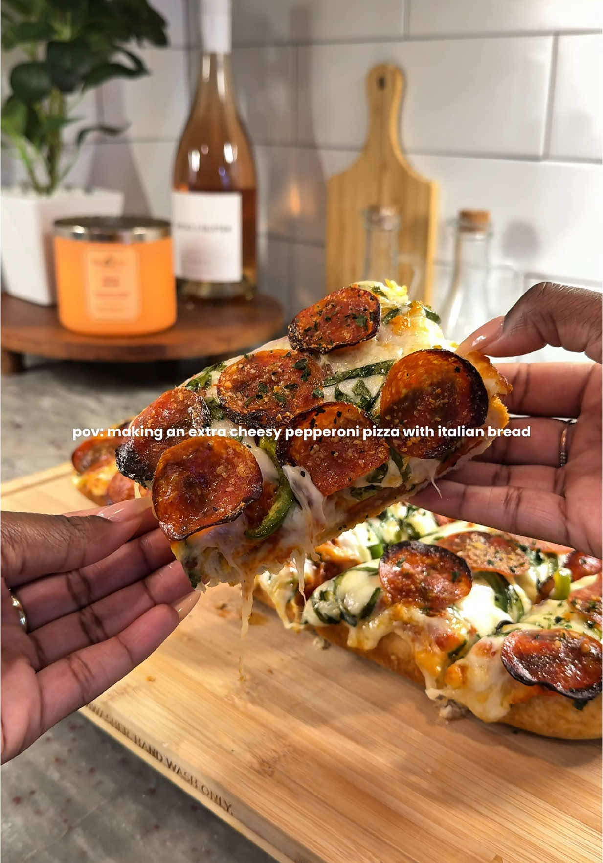 Making pizza with Italian bread is my new favorite thing. Try this with your favorite toppings and let me know how you love it! 🤭 #pizza #homemadepizza #cheese #recipes #simplerecipe #DinnerIdeas  