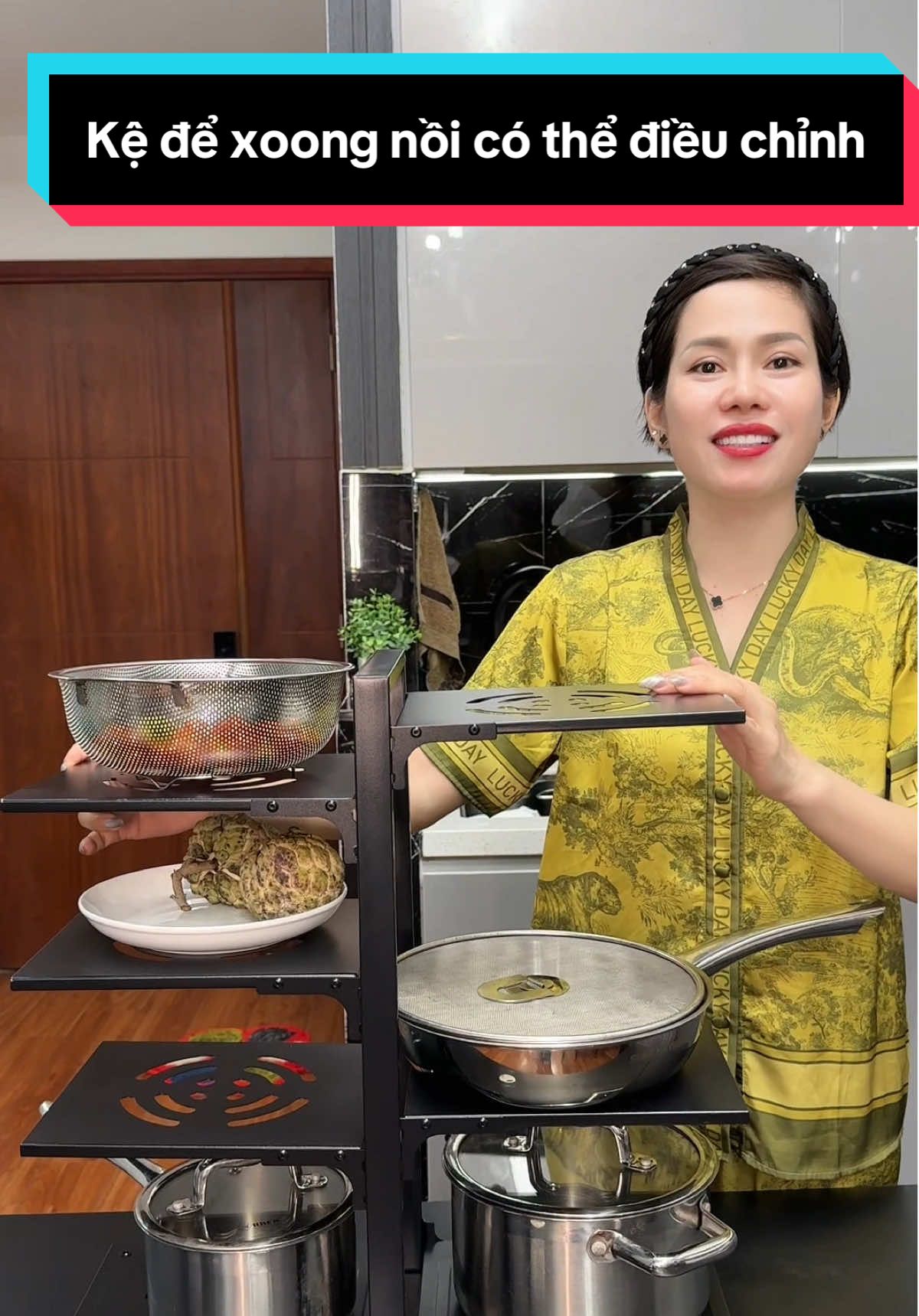 Kệ để xoong nồi nhiều tầng, có thể điều chỉnh kệ để đồ nhà bếp #Cindythuytichcuc
