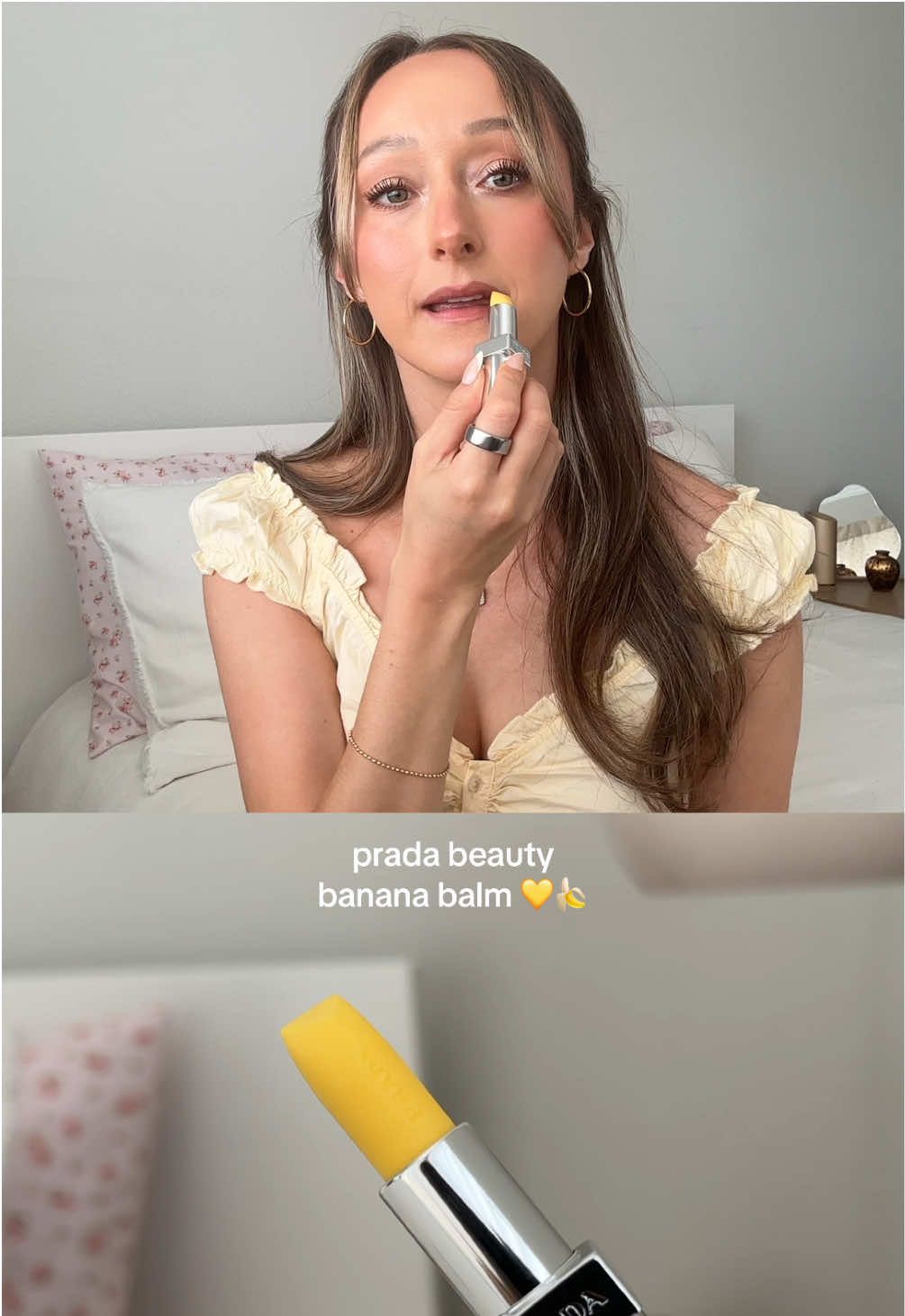 embracing the color of the season with @pradabeauty’s new Banana Balm 🍌💛 #PradaBeauty #GiftedByPradaBeauty #PradaBalm #PradaBeautyBananaBalm @sephora 