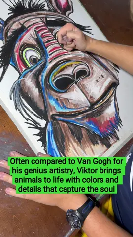 Often compared to Van Gogh for his genius artistry, Viktor brings animals to life with colors and details that capture the soul. Did you know Viktor is autistic and non-verbal?  His art speaks volumes, breaking barriers and raising awareness about autism.