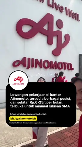 Info detail terkait syarat dan pendaftaran silakan kunjungi link berikut ini : bit.ly/ajinomotojob Silakan ketik link di browser menggunakan huruf kecil semua #fyp #loker #lowongankerja  
