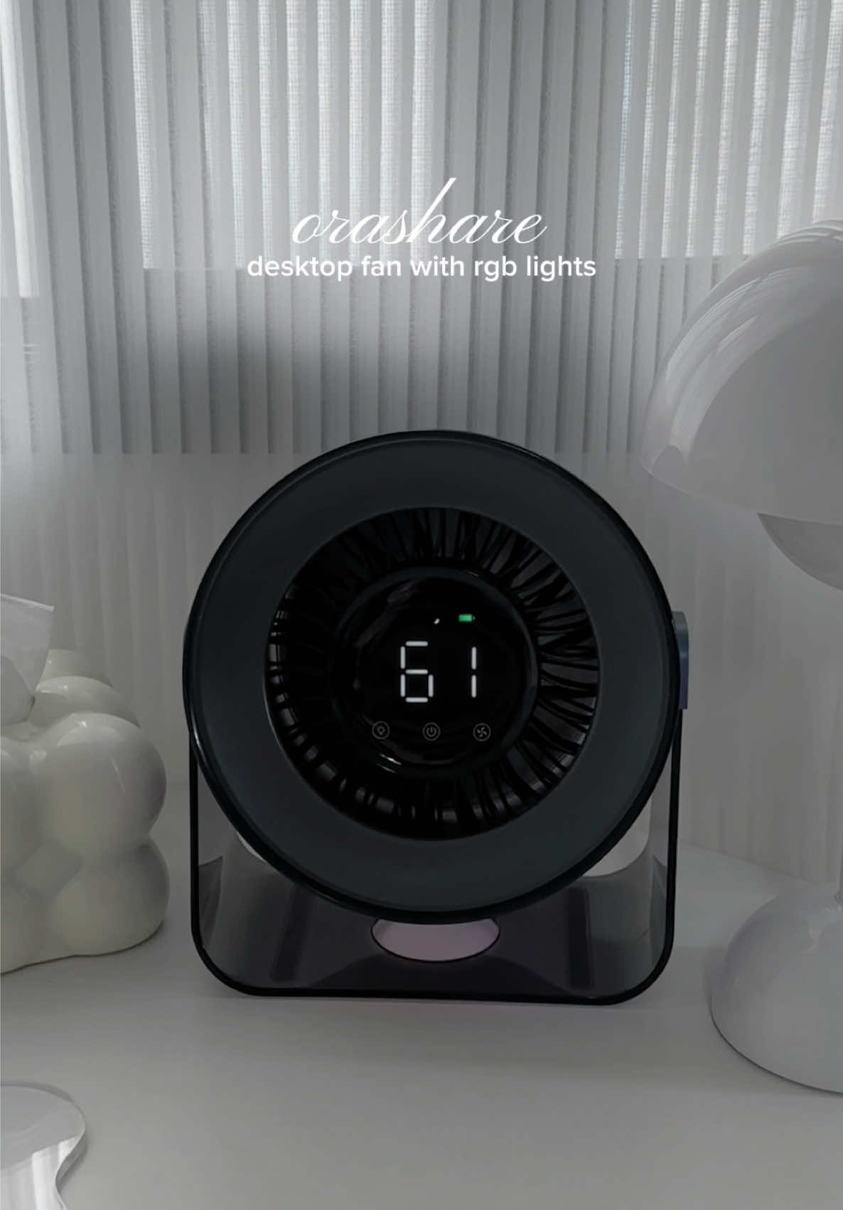 new fave desktop fan from @Orashare Lifestyle PH ✨ less noise and with rgb lights pa! 🤍 #orashare #orasharedesktopfan #desktopfan #deskfan #tablefan 