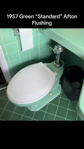 1957 Green “Standard” Afton Flushing! Found in a almost original 1950’s motel! #toilet #toiletflush #toiletsflushing #vintage #1950s #green #fyp #plumbing #aftplumbing