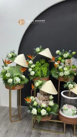 Bộ 9 tráp nón lá cho dâu rễ nhà em #flower #daynghe #wedding #mamquacuoihoi #damngo 