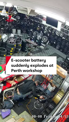 A Perth man narrowly escaped having an e-scooter explode in his face when its lithium-ion battery blew up while he was changing a tyre. #escooter #lithiumbattery #escooters #batteryexplosion #perth #7NEWS