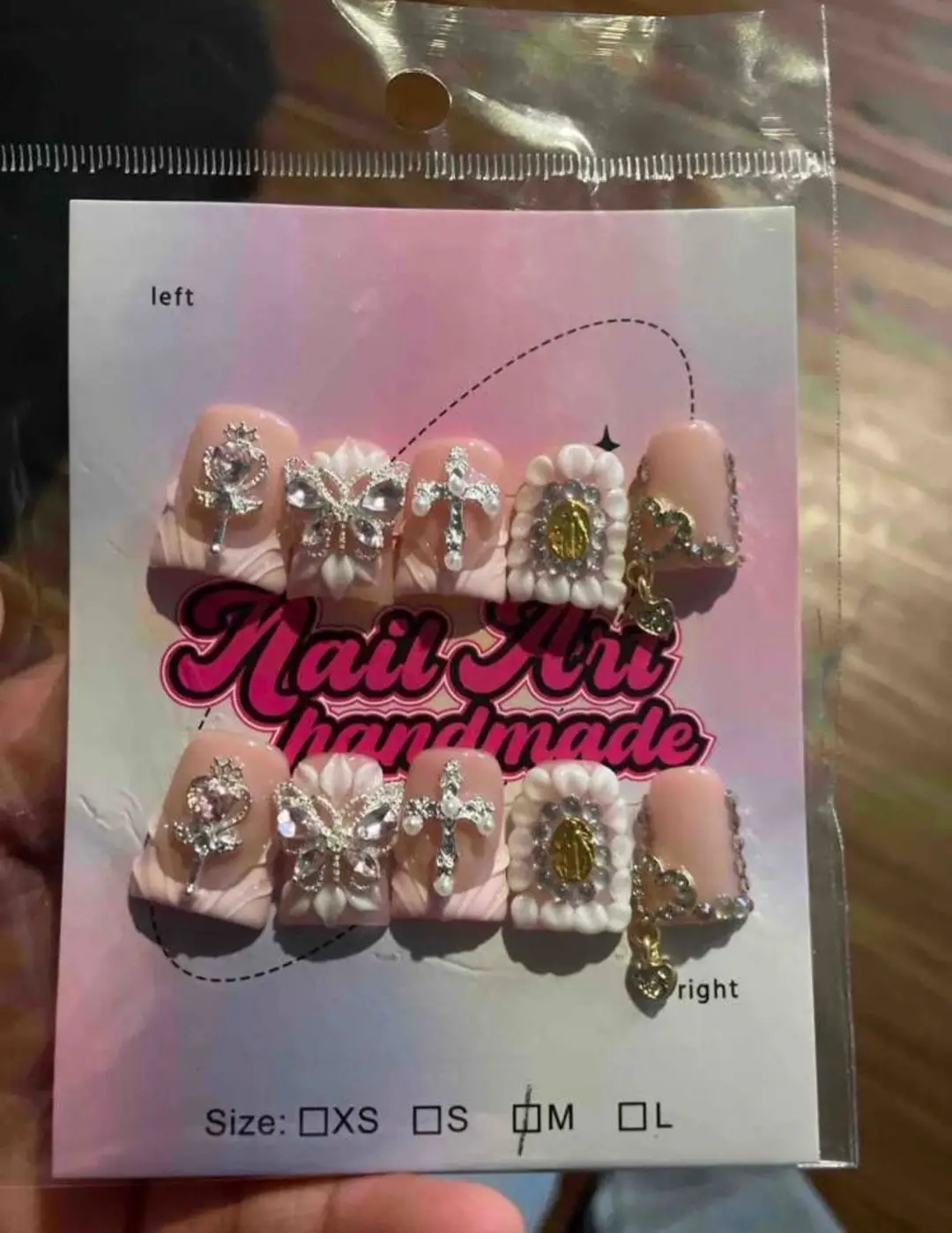 SHEIN Press on nails under $10!! they’re handmade acrylic nails 💅🏽. Reusable also! i’m obsessed 🤩 🥰 #fyp #shein #sheinnails #sheinfinds #sheinpressonnails #pressonnails #nailarthandmade #girly #nailart 