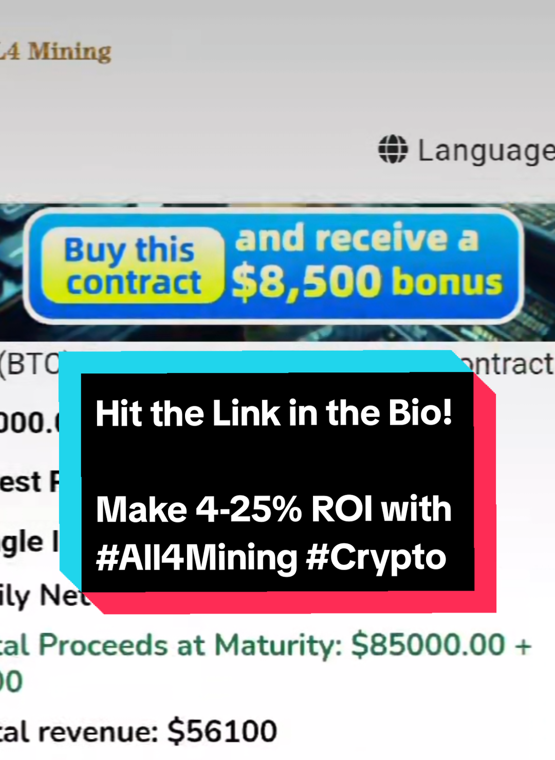 Just found something really cool! Check out All4Mining they are an established Blockchain company est 2019, and have been mining and making their investors $$$ hand over fist. Hit the link in my Bio! @Crypto Medias @BTC @XRP @Wendy O✨ 