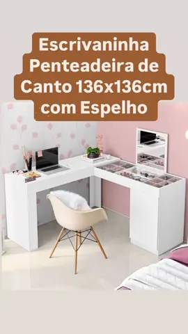 ##escrivaninha##penteadeirade Canto 136x136cm com ##espelho1 Porta Star  Branco  Tudo o que estava procurando ! 🥰