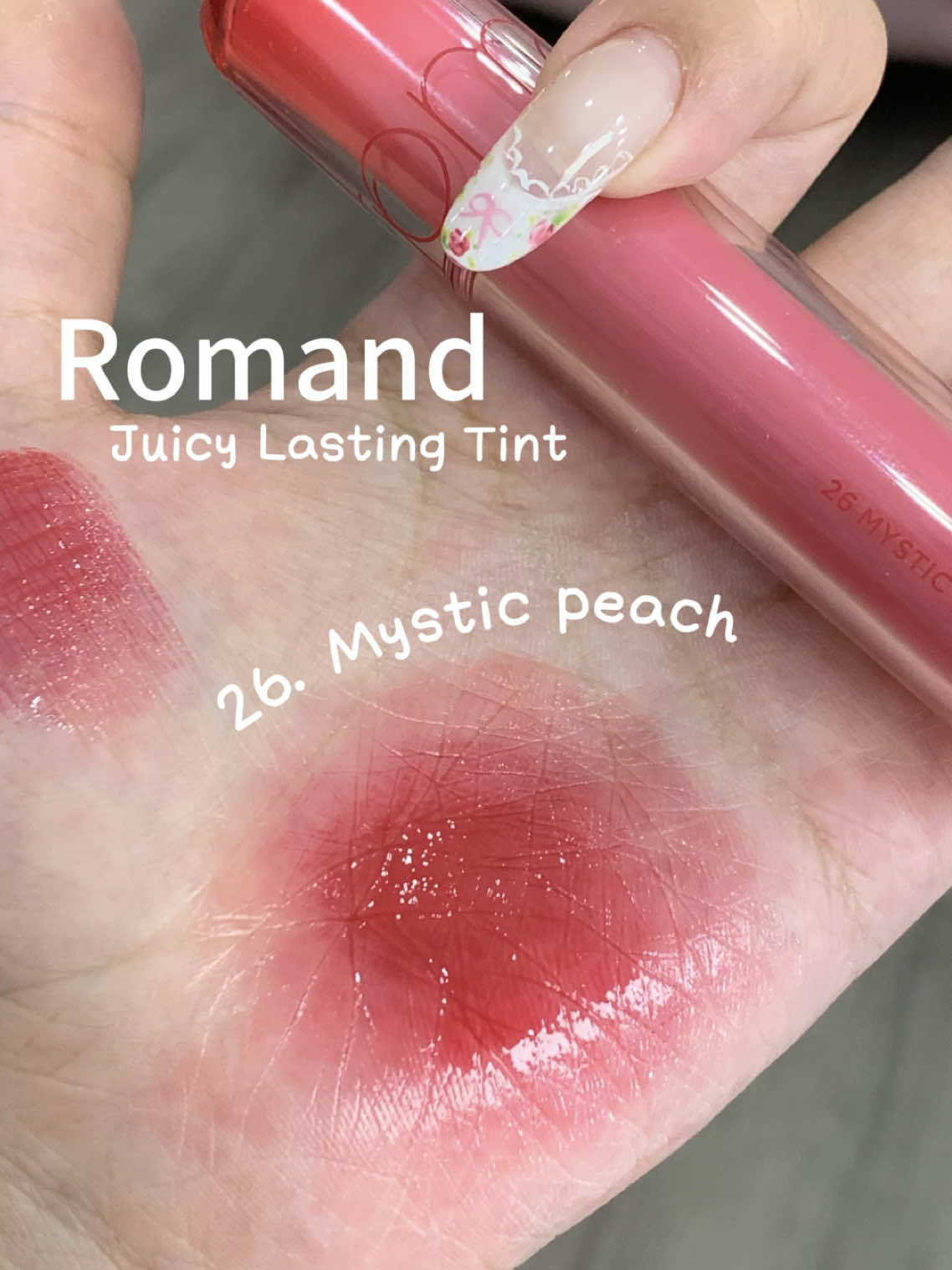Romand Juicy Lasting Tint  26. Mystic Peach ( có so sánh với 29) #TikTokBeauty #goclamdep #swatchson #romand #romandjuicylastingtint 